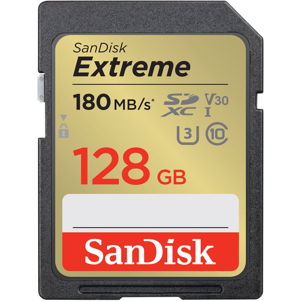 SanDisk Extreme 128GB SDXC UHS-I Memory Card (180MB/s Read, 90MB/s Write)