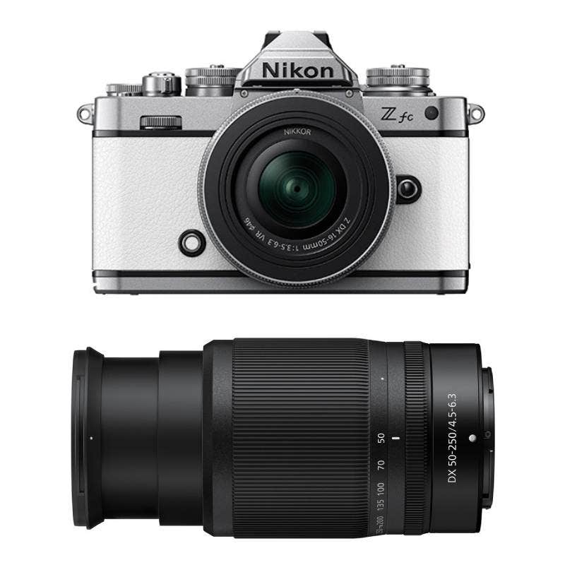 Nikon Z fc White Mirrorless Camera with NIKKOR 16-50mm & 50-250mm Twin Lens Kit