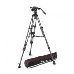 Manfrotto CF Twin Leg Tripod (Middle Spreader) Kit with Nitrotech 608 Video Head