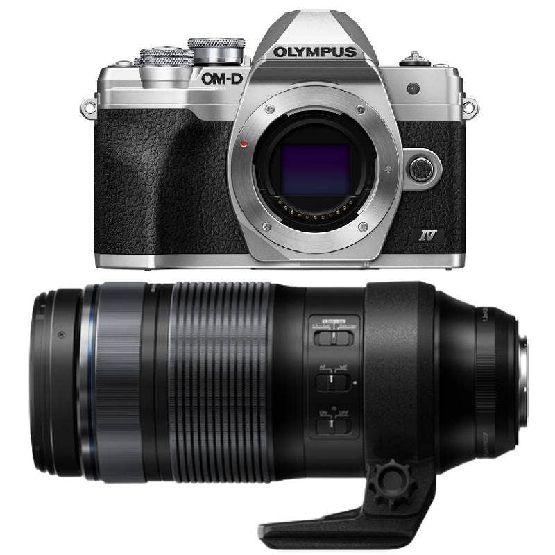 Olympus E-M10 Mark IV Silver Camera with M.Zuiko Pro 100-400mm f/5.0-6.3 Lens
