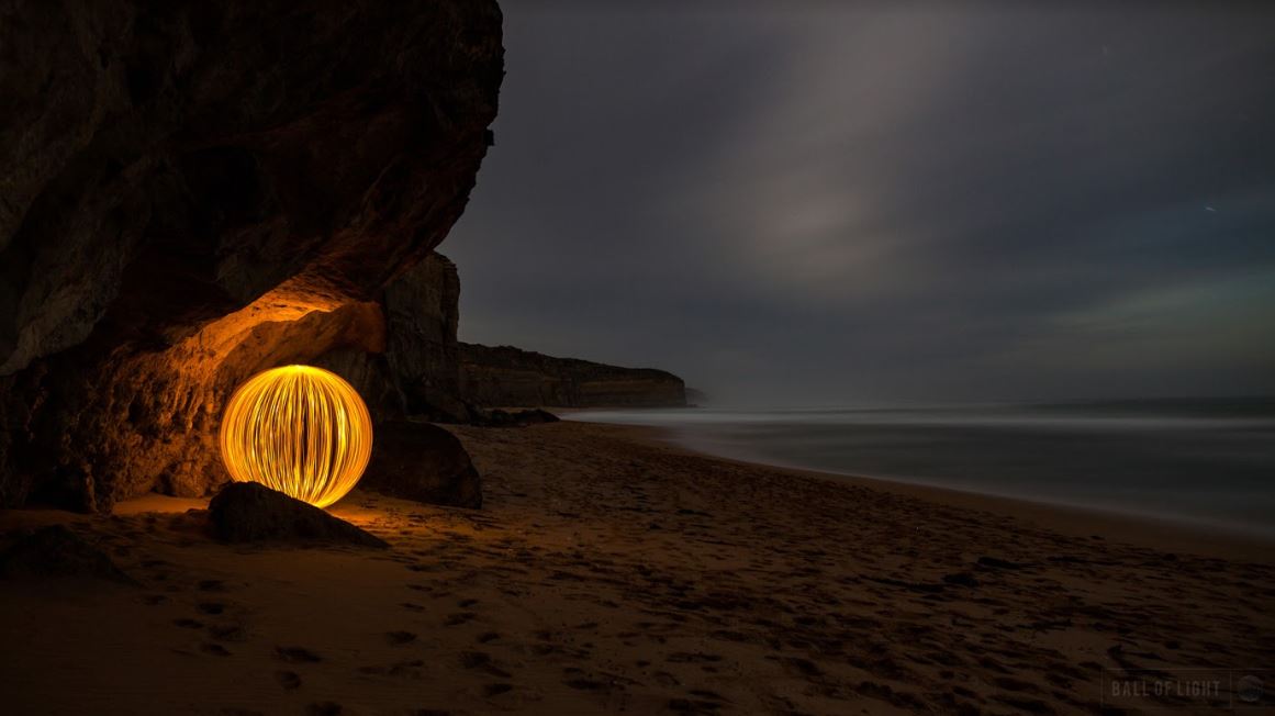 light ball photography on the beach