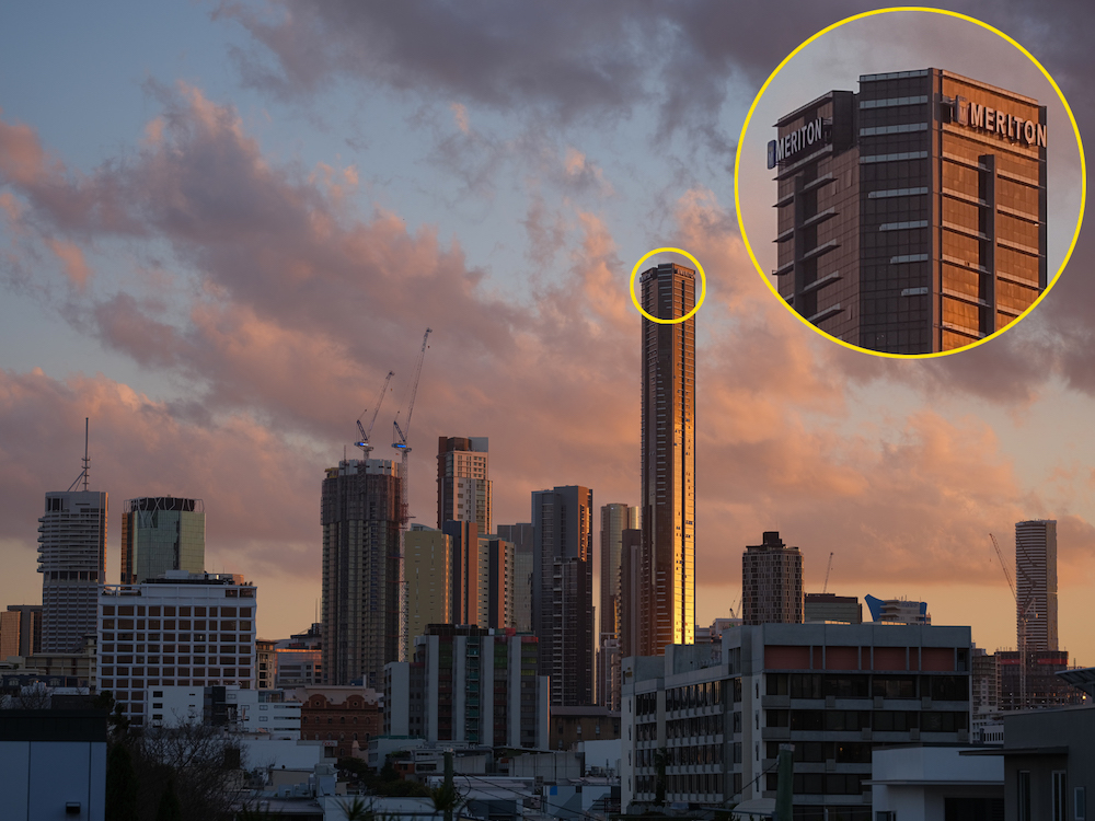 Tall buildings during sunset, taken with the Fujifilm GFX50S Mk II camera