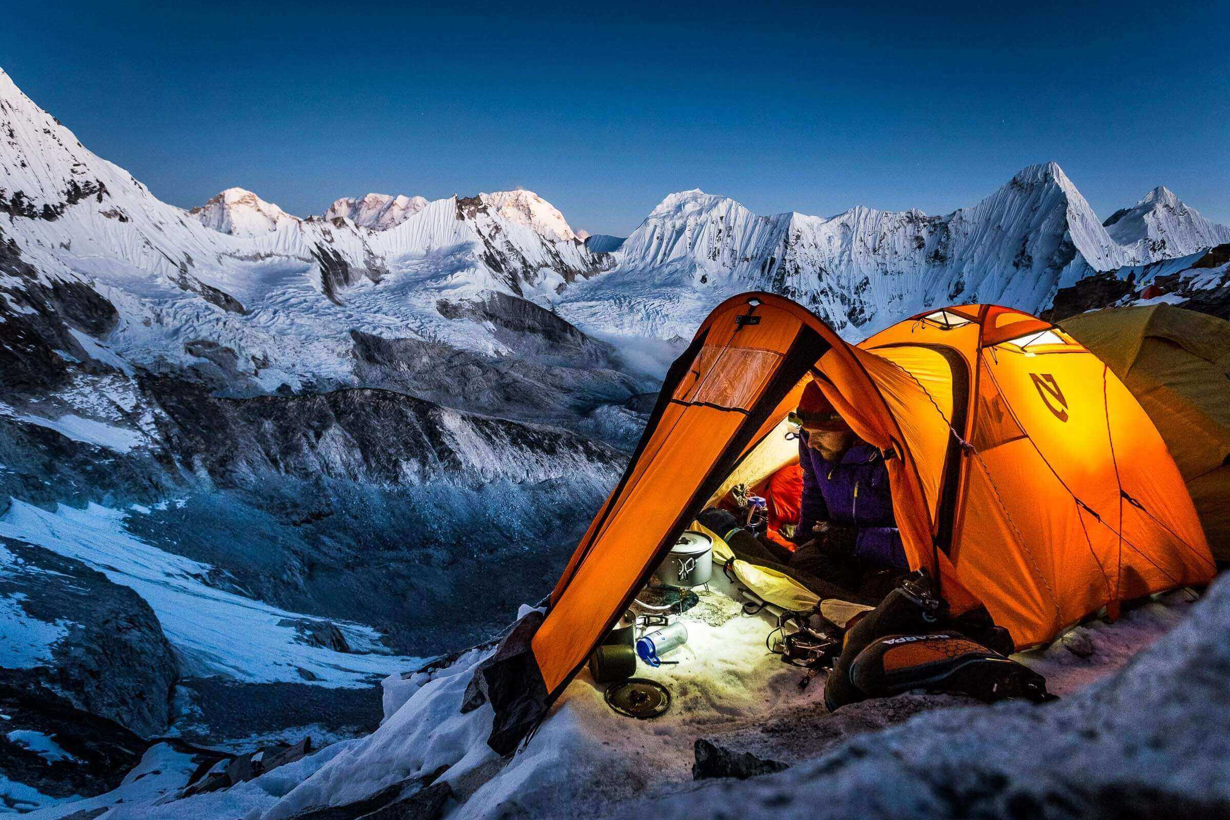 Self portrait whilst camped at 5700m on the South West Ridge of Ama Dablam (6812m) in Nepal