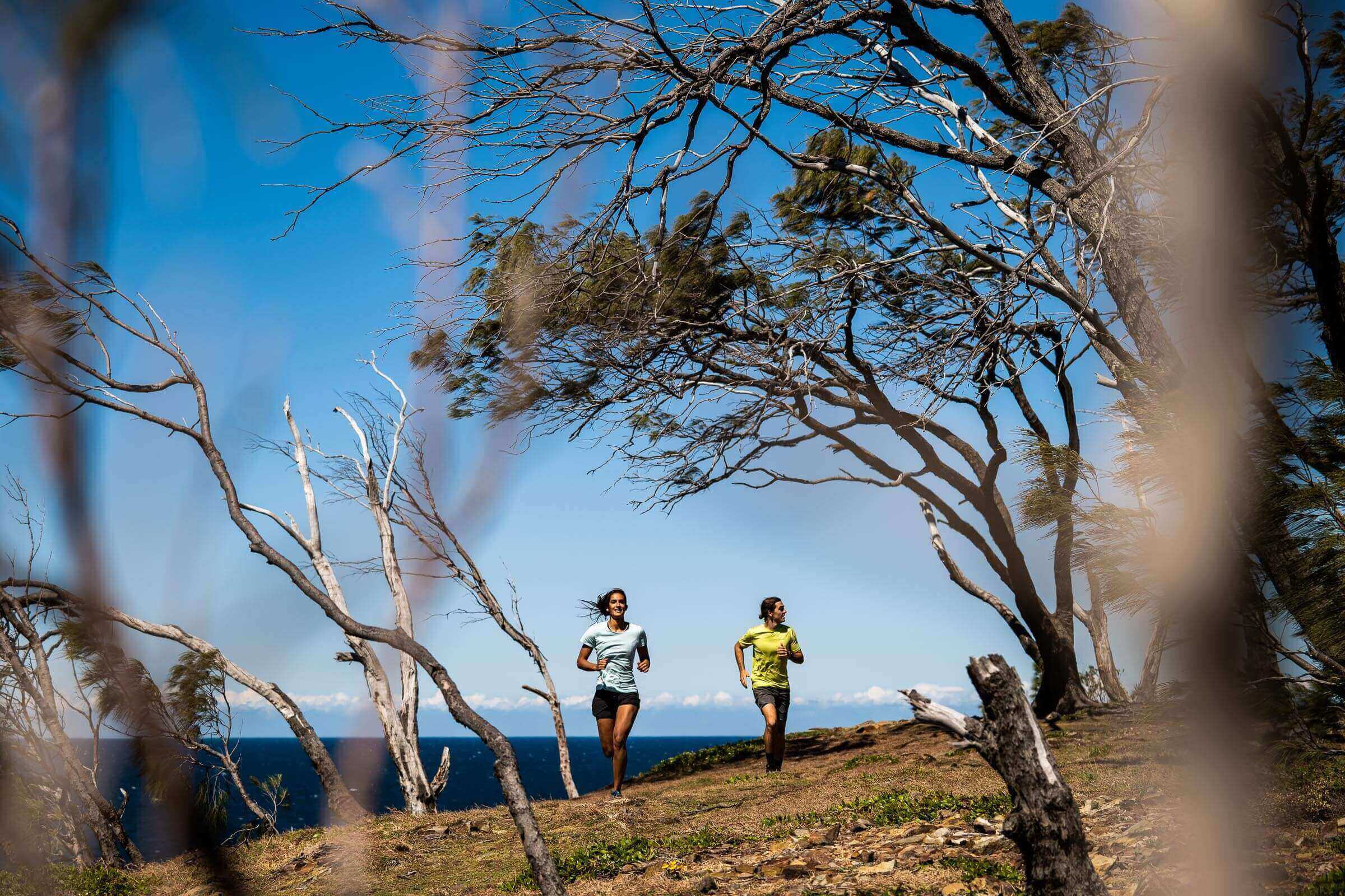 Trail running at Noosa Heads, Qld – from a commercial shoot for Paddy Pallin