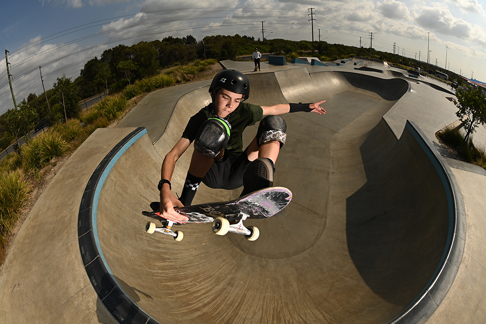 Young skateboarder performing mid-air - shot on Nikon D6 DSLR camera