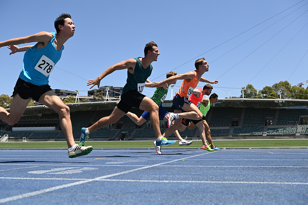 Men’s track race photo finish - shot on Nikon D6 DSLR camera