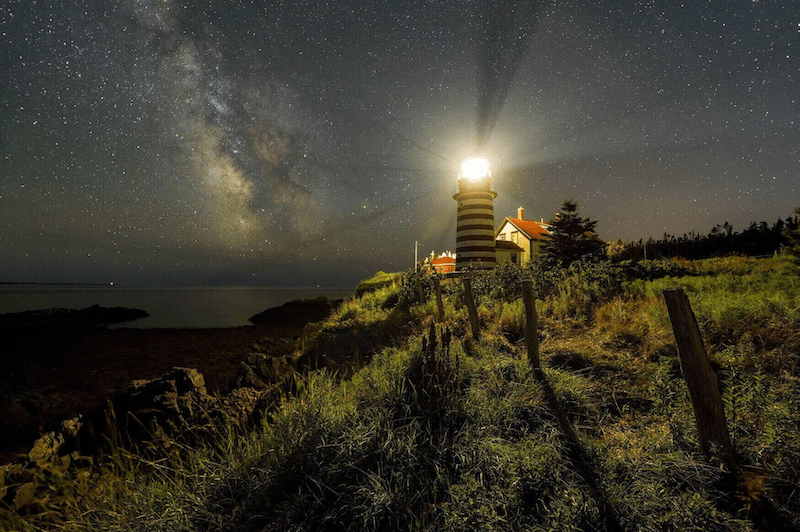 A lighthouse at night - taken with Nikon D850