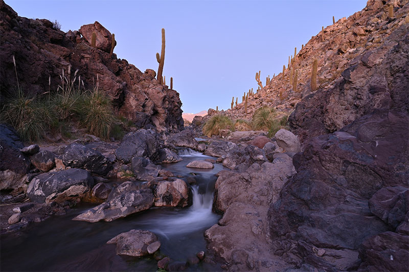 River flowing through rocky gorge in the Atacama Desert, shot with the Nikon Z 20mm f/1.8 S lens