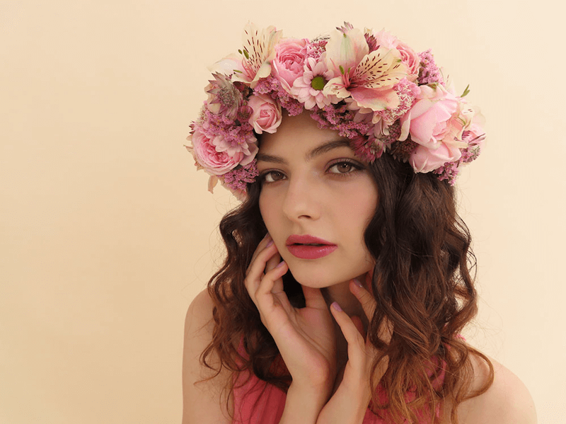 Woman with pink floral crown, taken using the Canon PowerShot SX740 HS