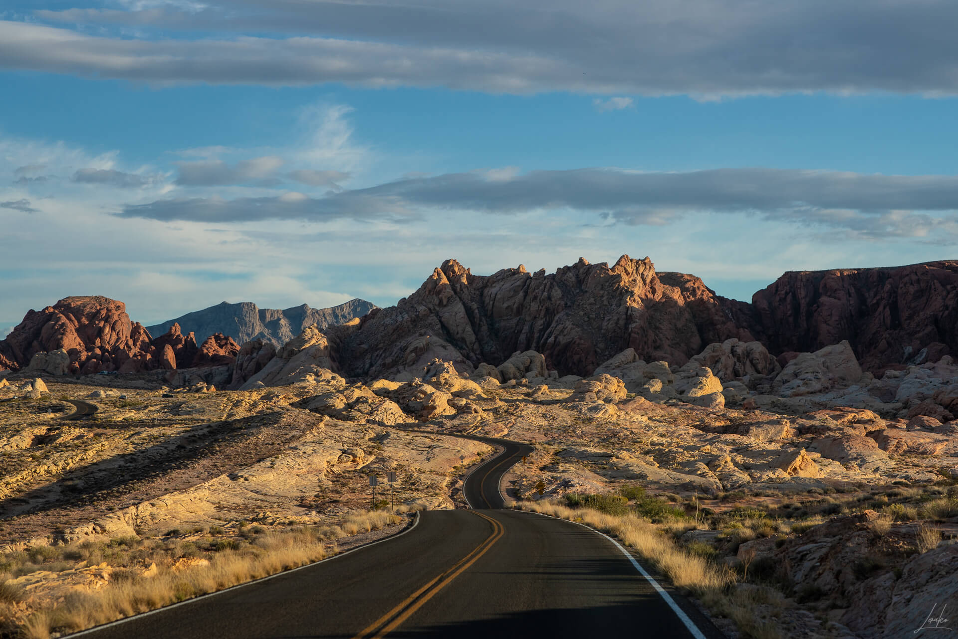 long winding road across the dessert