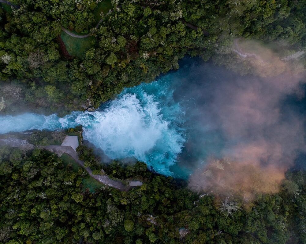 aerial photograph of the great lake taupo