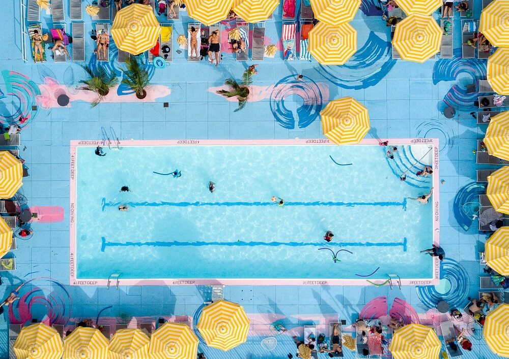 aerial photograph of a pool