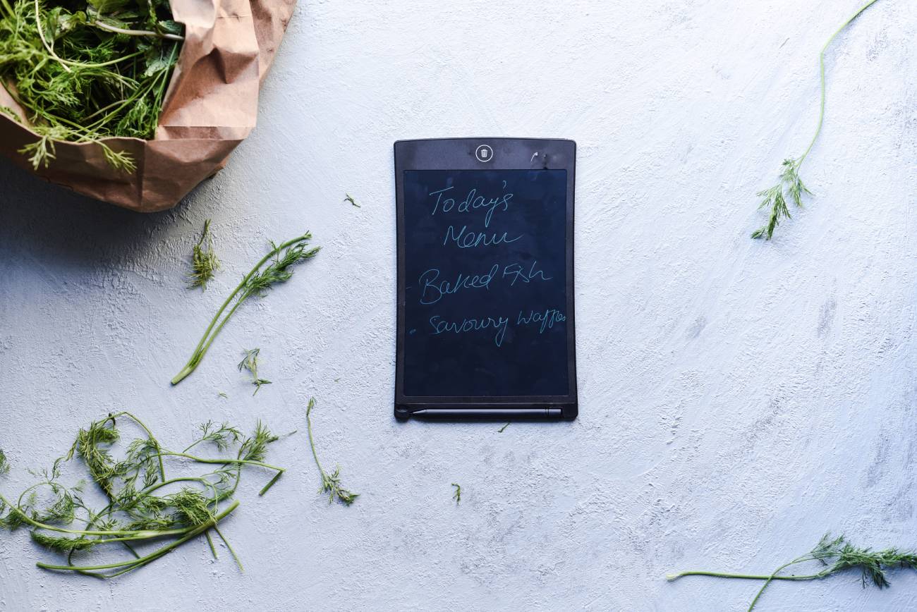 flatlay of a menu sighboard 