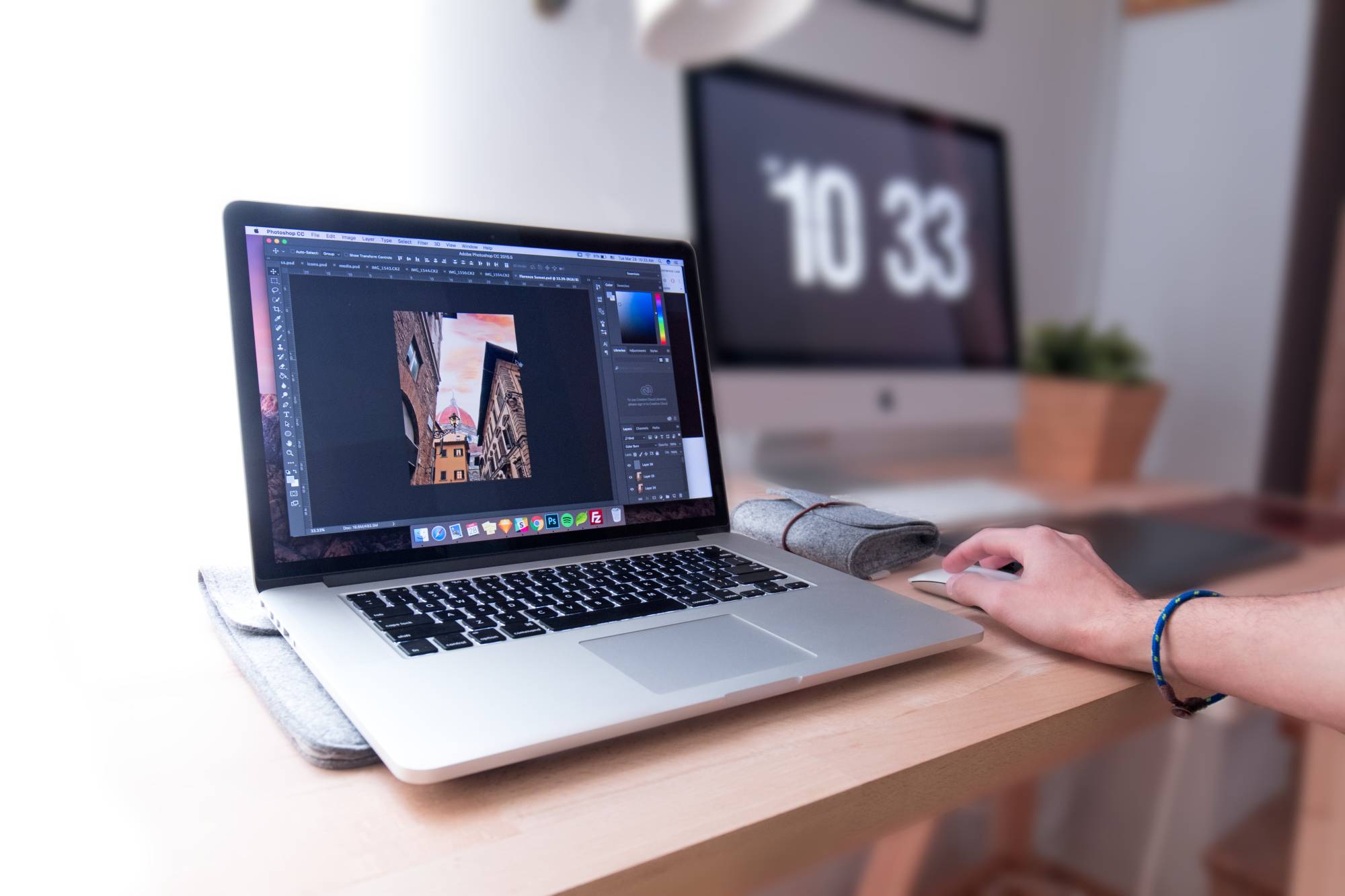 a person editing a picture on his computer