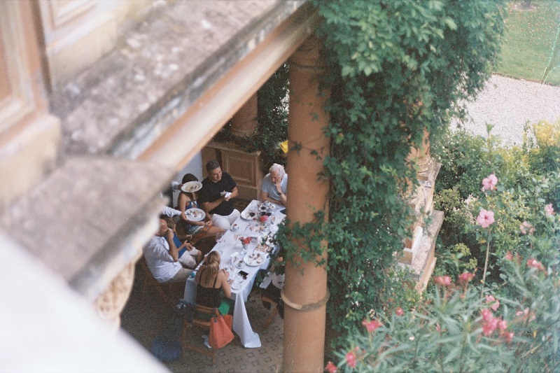 simple family dinner in the garden