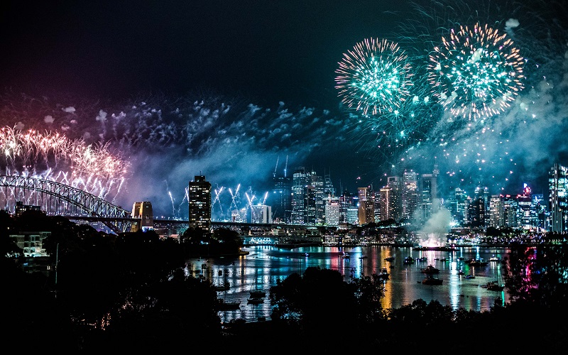 fireworks photography near a bridge