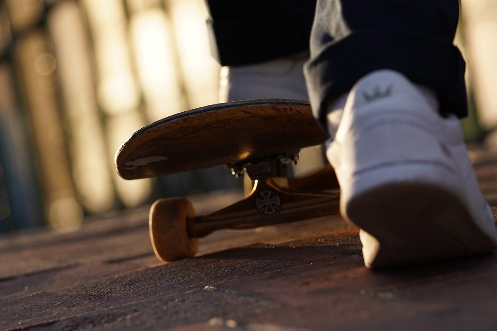 Lifestyle photo of a skateboard