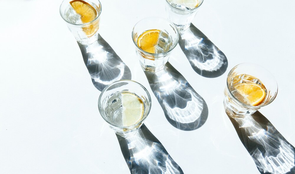 Creative product photography of shot glasses