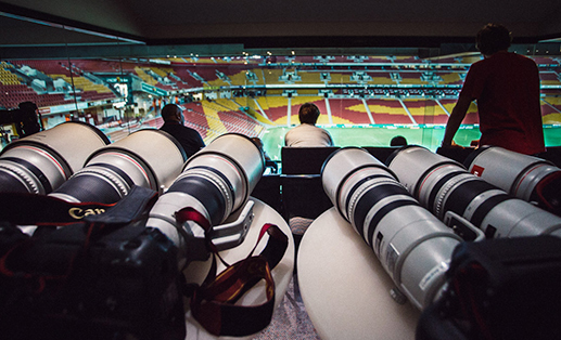 a range of telephoto lens during a sports match