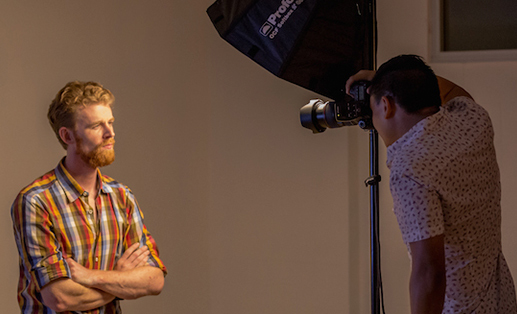 studio shoot with a blonde male model