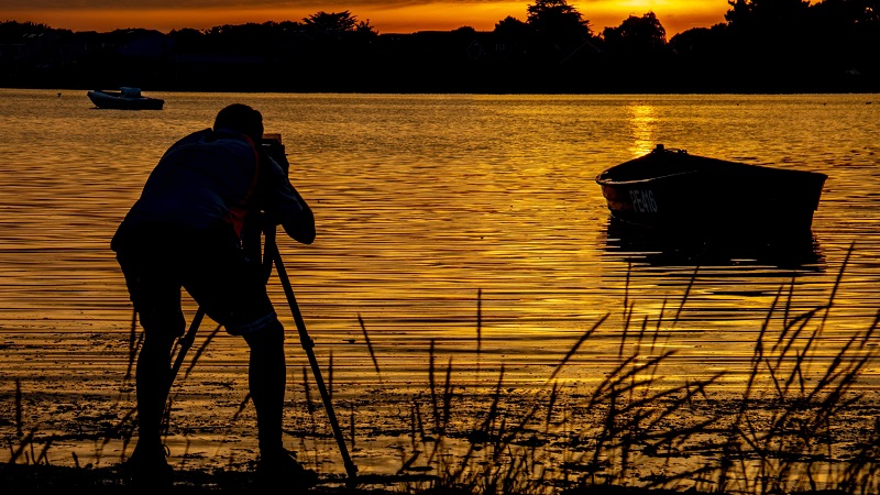 travel photography man on the lake