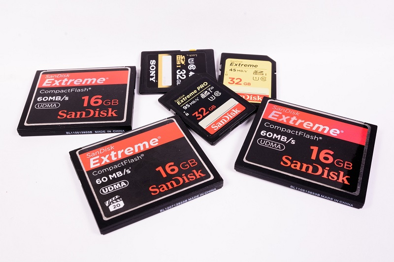 a pile of different types of memory cards