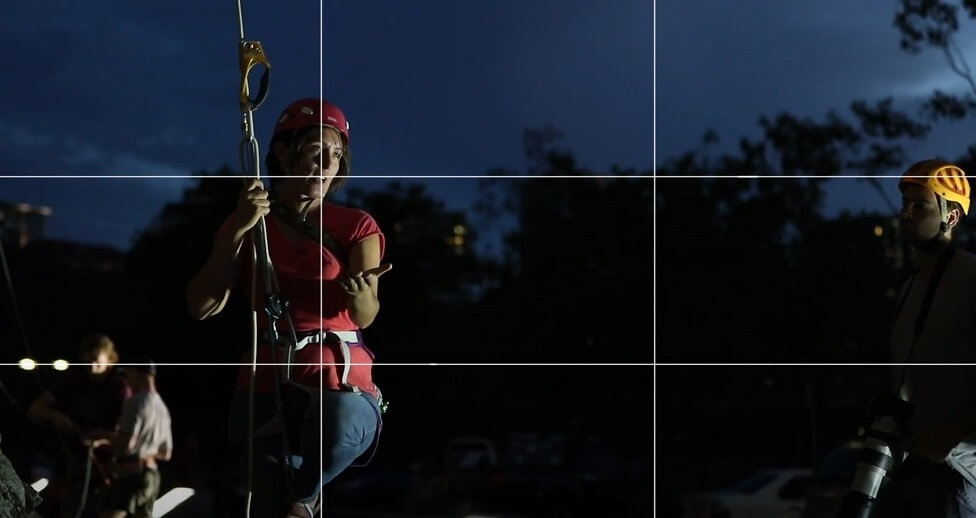 A woman on harness, shot using the rule of third composition